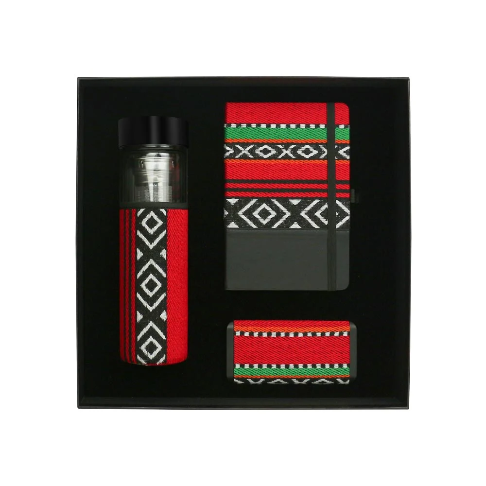 Sadu-inspired notebook, bottle and powerbank set